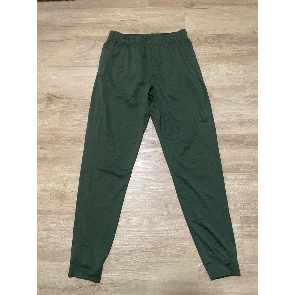 Nike Yoga Pants Mens Sz S Green Joggers Athletic Training Stretch CZ2208-355